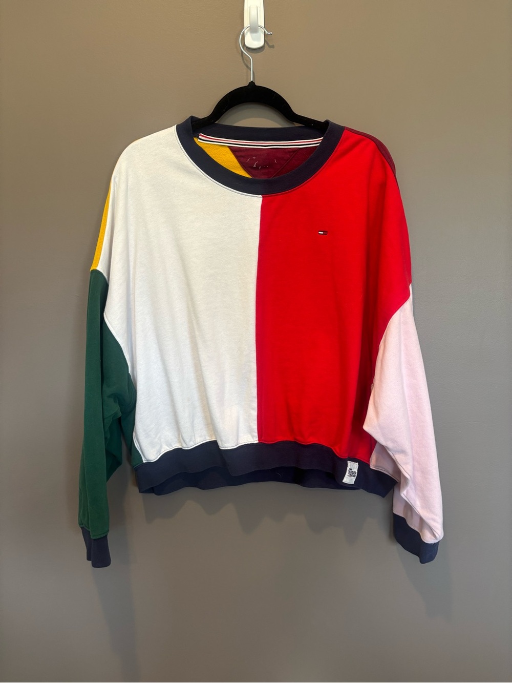 Tommy Hilfiger Colorblock Crewneck Sweater - Red/White/Green/Pink/Yellow